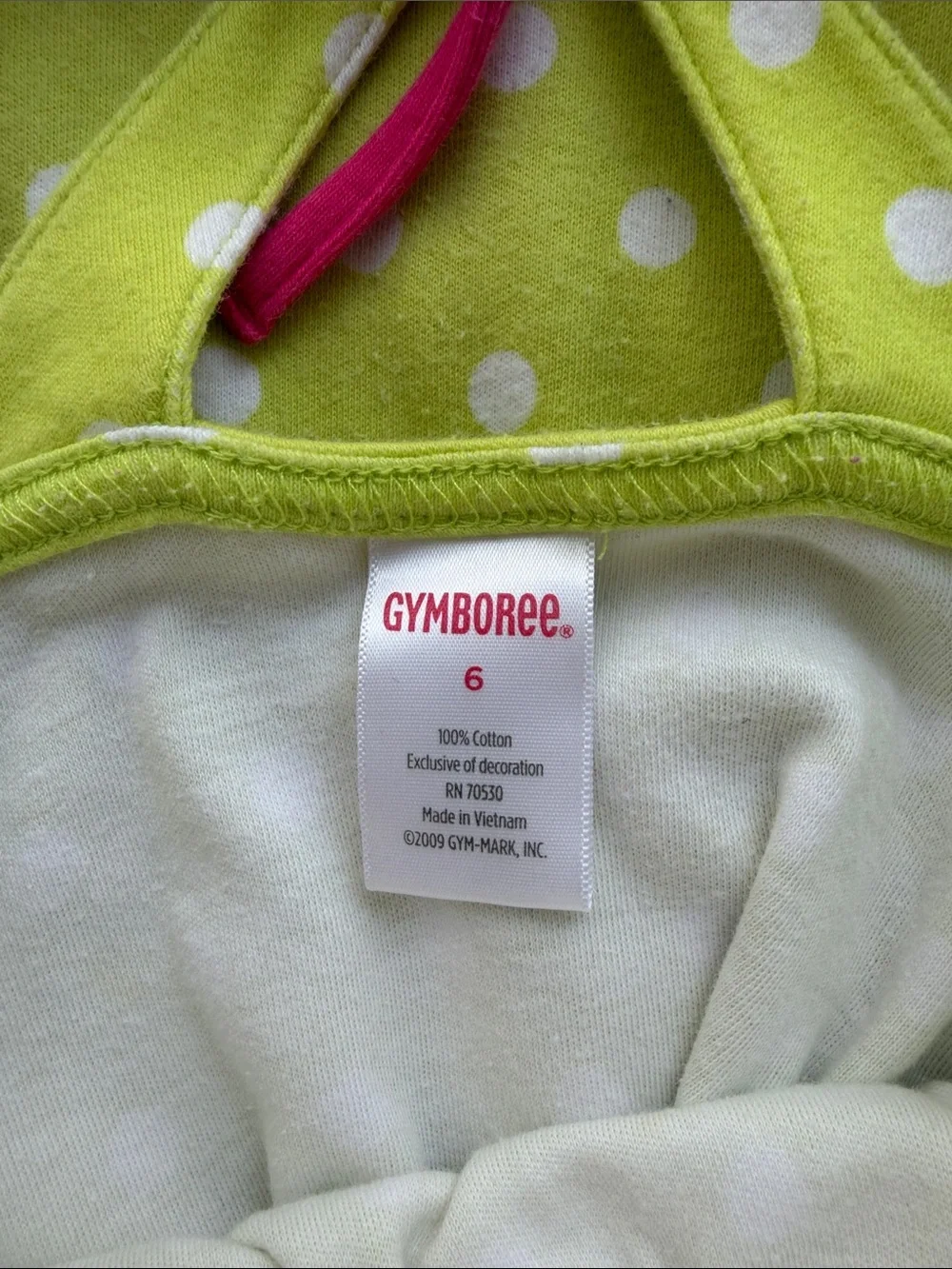 Gymboree Lime Green Polka Dot Citrus Watermelon Cotton Jersey Dress Girls Size 6